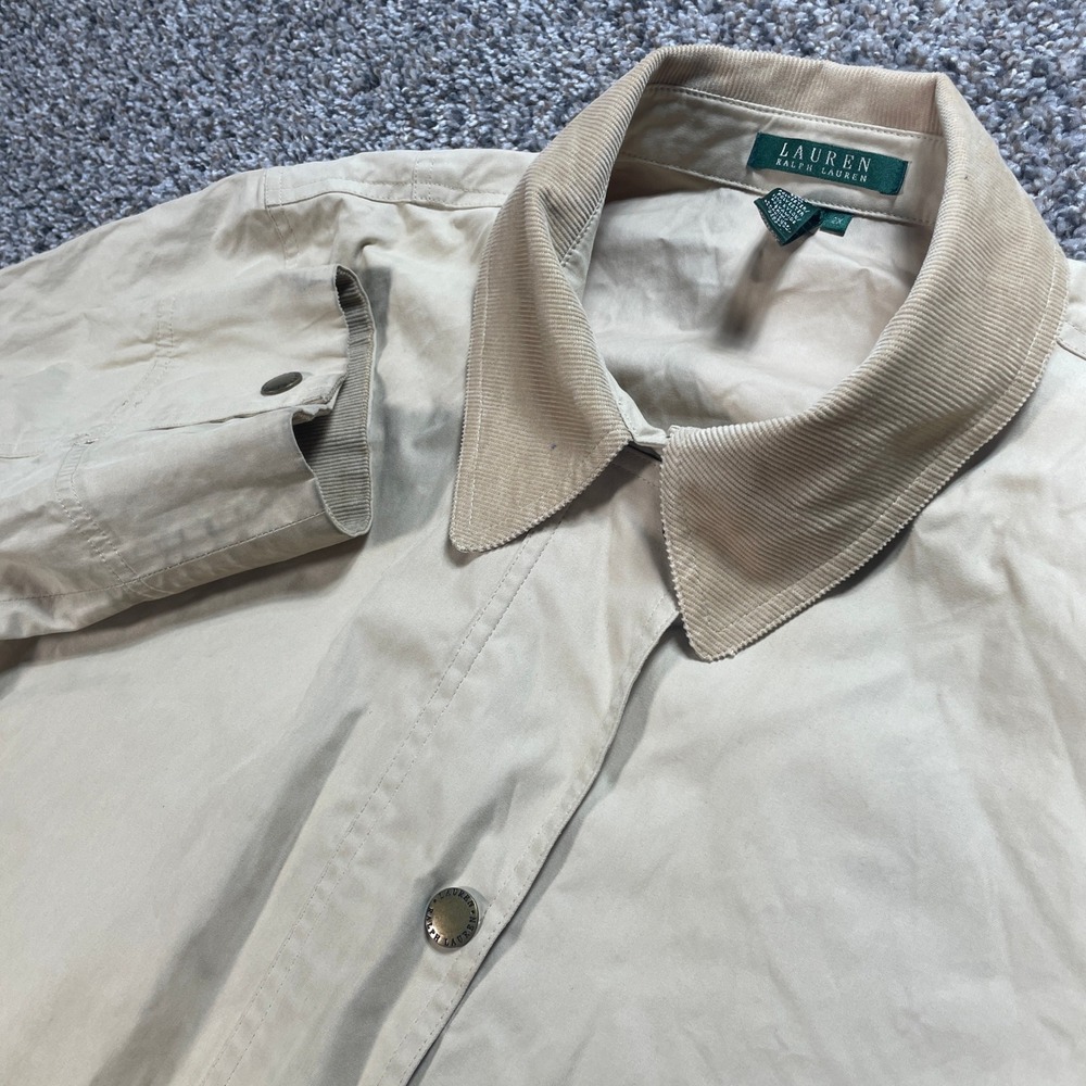 Lauren Ralph Lauren Women's 2X Barn Jacket Tan Corduroy Collar Cotton Blend